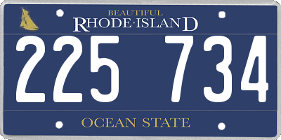RI license plate 225734
