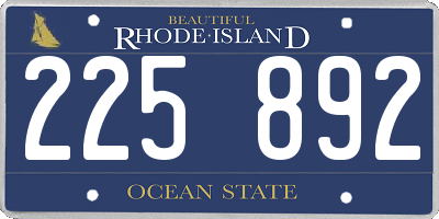 RI license plate 225892