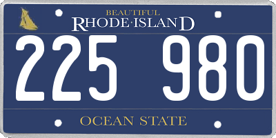 RI license plate 225980