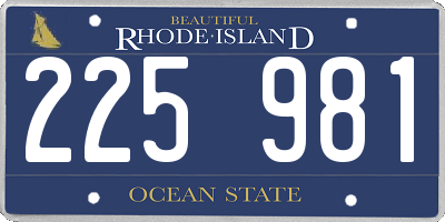 RI license plate 225981