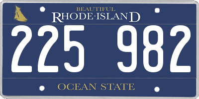 RI license plate 225982
