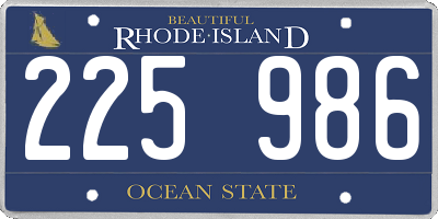 RI license plate 225986