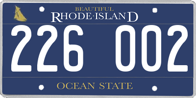 RI license plate 226002