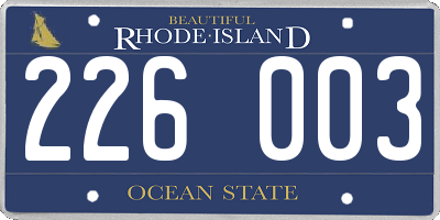 RI license plate 226003