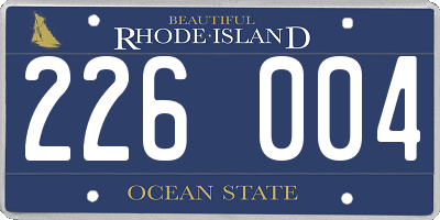 RI license plate 226004