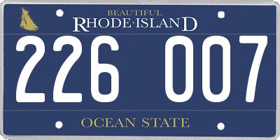 RI license plate 226007