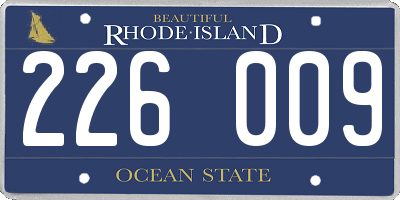 RI license plate 226009