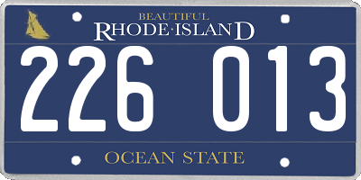 RI license plate 226013