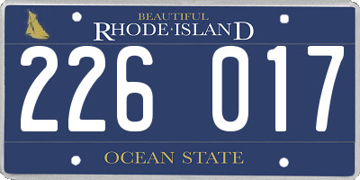 RI license plate 226017