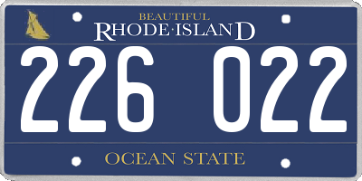 RI license plate 226022