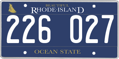 RI license plate 226027