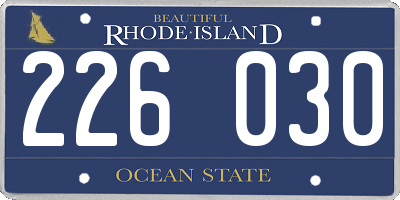 RI license plate 226030