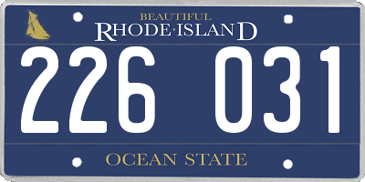 RI license plate 226031