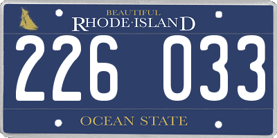 RI license plate 226033