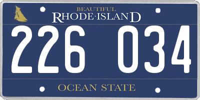 RI license plate 226034