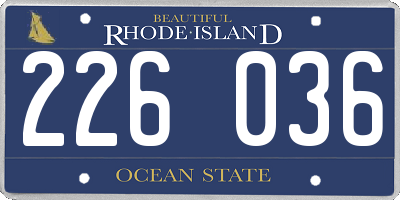 RI license plate 226036