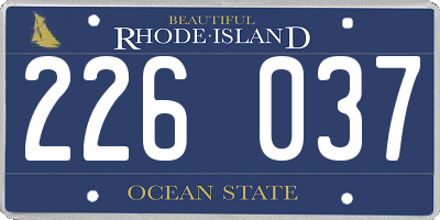 RI license plate 226037