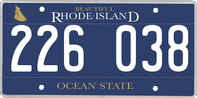 RI license plate 226038