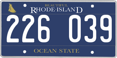 RI license plate 226039