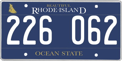 RI license plate 226062