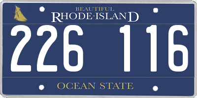 RI license plate 226116