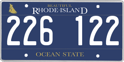RI license plate 226122