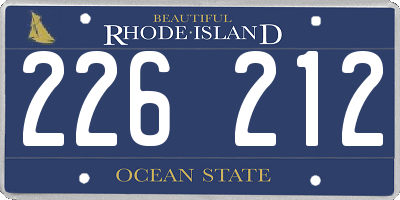 RI license plate 226212
