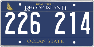 RI license plate 226214