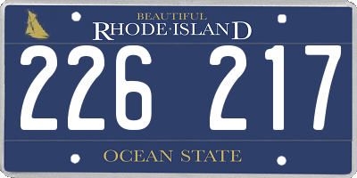 RI license plate 226217