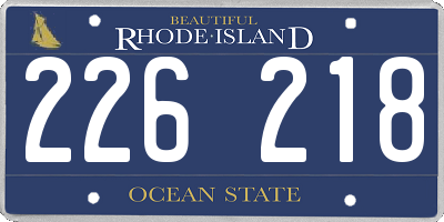 RI license plate 226218
