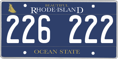 RI license plate 226222