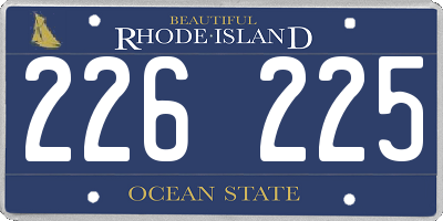RI license plate 226225