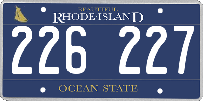 RI license plate 226227