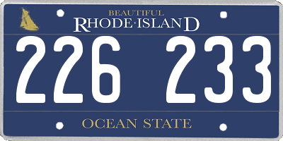 RI license plate 226233