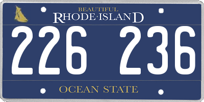 RI license plate 226236