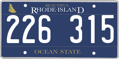 RI license plate 226315