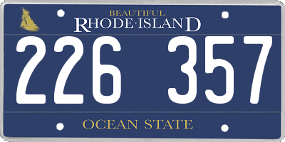 RI license plate 226357