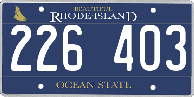 RI license plate 226403