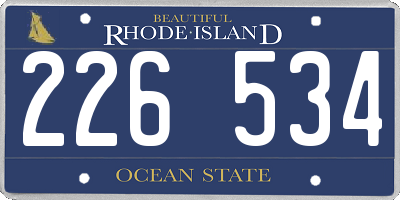 RI license plate 226534
