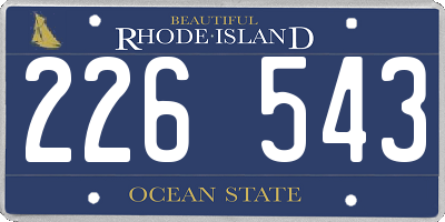 RI license plate 226543