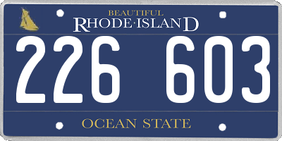RI license plate 226603
