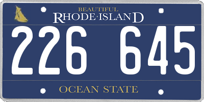 RI license plate 226645