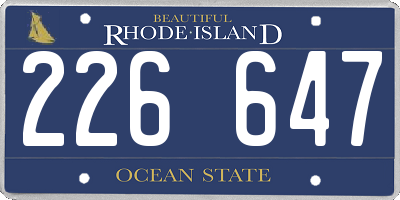 RI license plate 226647