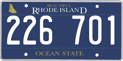 RI license plate 226701