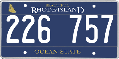RI license plate 226757