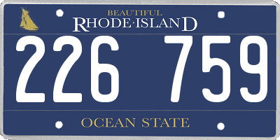 RI license plate 226759