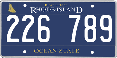 RI license plate 226789