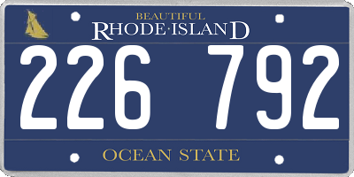 RI license plate 226792