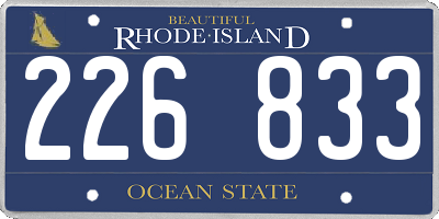 RI license plate 226833