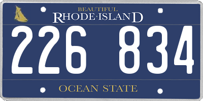 RI license plate 226834